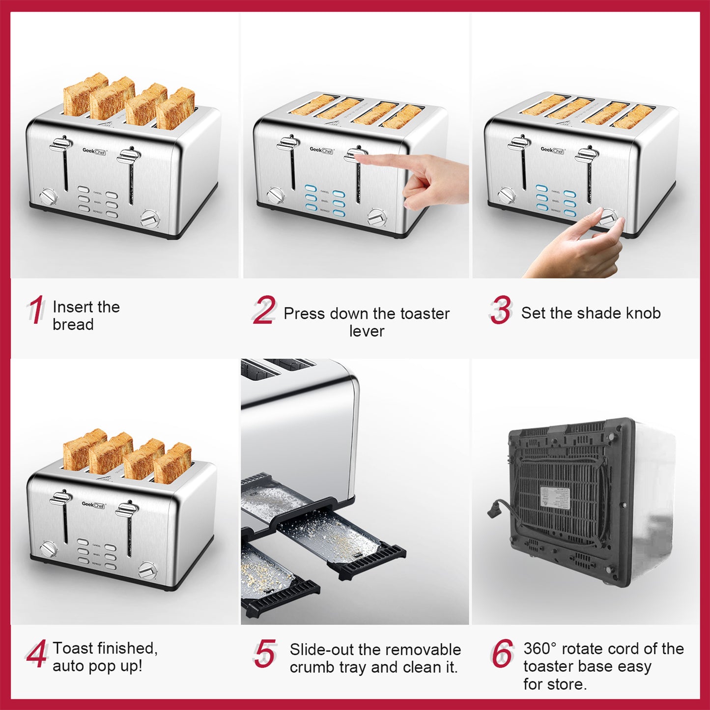 Stainless Steel Toaster 4 Slice